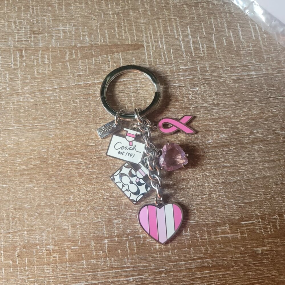 COACH Keychain Pink Cancer Ribbon, Pink Swarovski Heart, and Nurses Cure Bottle - Picture 4 of 4